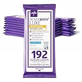 Medline ReadyBath LUXE Antibacterial Body Cleansing Cloths Wipes, Fragrance Free, Extra Thick Wipes (8 Count Pack, 24 Packs)