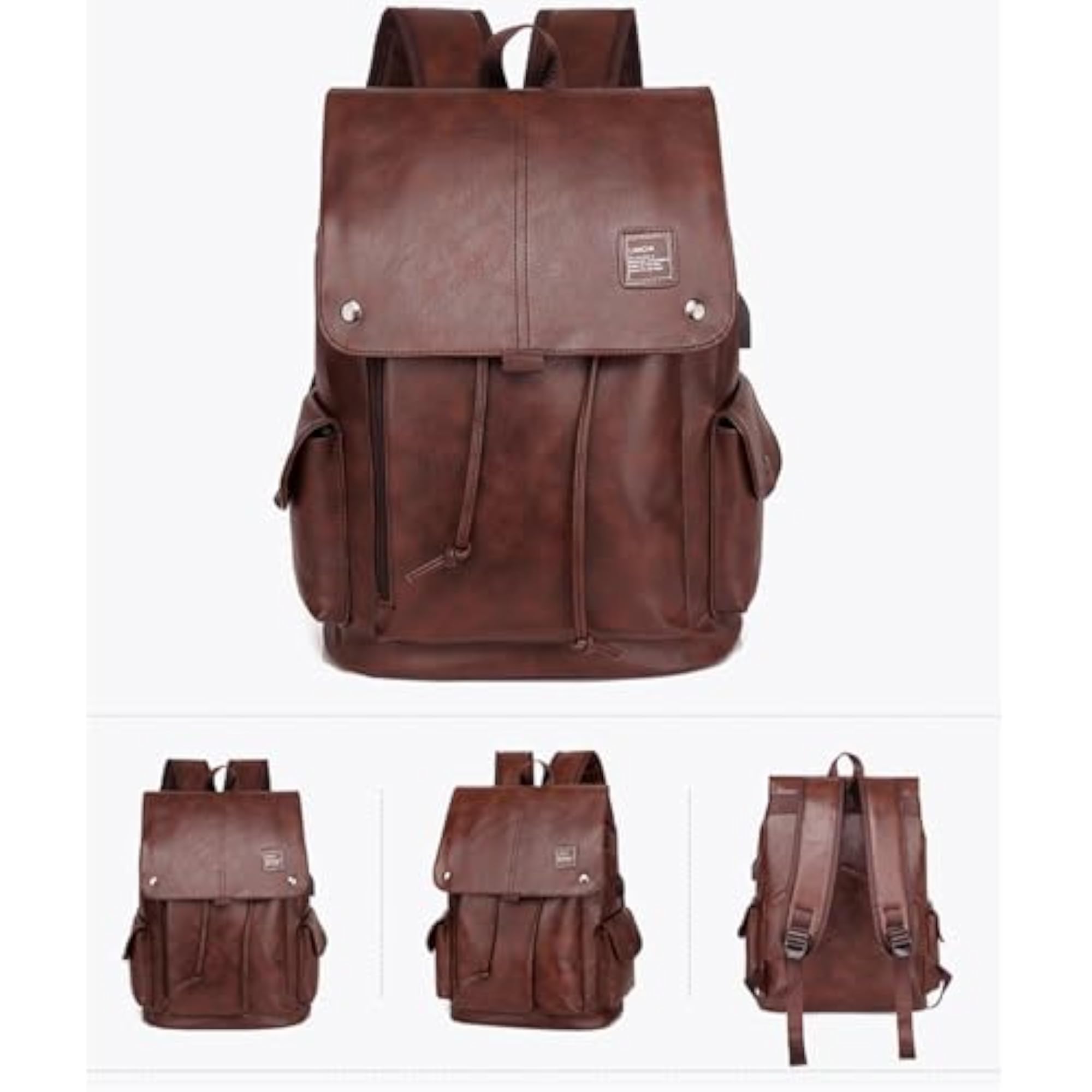Fashion PU Leather Backpack, Multipurpose Drawcord Bag
