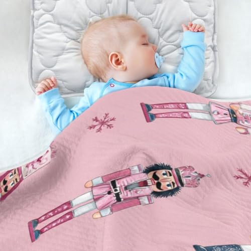 Image of Christmas Nutcrackers Pinks Baby Blankets