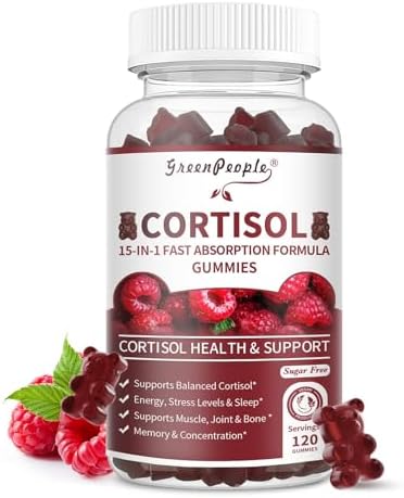 GREENPEOPLE Cortisol Supplements Detox for Women - Cortisol Manager & Reduce with Ashwagandha/Phosphatidylserine/Magnesium for Sleep/Rlaxation/Mood - 120 CT Raspberry Flavor Gummies