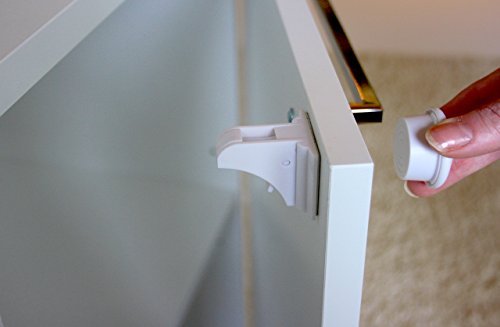 Childproof Cabinet Locks | Baby Proofing Drawers | Invisible Hidden Mechanism | Magnetic Door Lock | 4 Locks & 1 Key | Amazing Strong Heavy Duty Magnet | No Tools Or Screws Needed