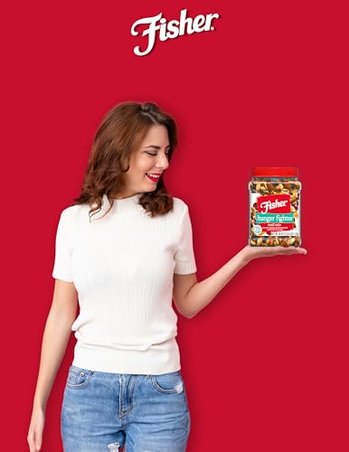 Fisher Snack Hunger Fighter Bulk Trail Mix, 38 oz (Pack of 1), Peanuts, Almonds, Dried Sweetened Cranberries and Soy Nuts, Snacks for Adults and Kids, Dried Fruit, Healthy Snacks for Adults