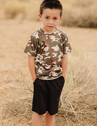 Image of GERU Boy Shorts Sets Hawaiian Outfit Kid Leaves Floral Short Sleeve Shirt Top+shorts Suits