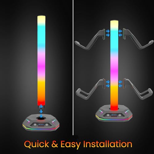 Image of Ant Esports RGB Headset Stand, Gaming Controller Stand with 2 USB Charging Ports,10 Light Modes Headset Holder PC / PS5 / Xbox Gaming Accessories, Suitable for All Headset Black