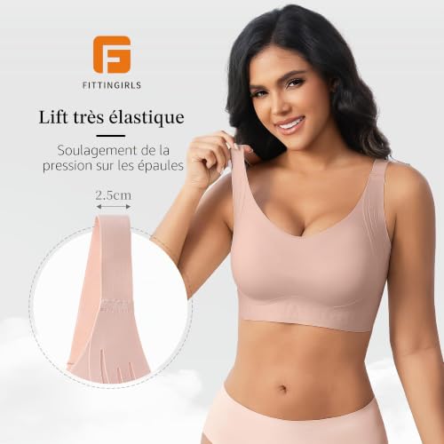 Fittingirls Soutien-Gorge sans Fil – Lifting Complet, Coques Semi-Fixes, Bretelles élargies antidérapantes, Coques ajourées, Soutien Doux & modelant, Rassemblement latéral, Confort Toute la journée – vue 5