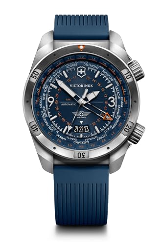 Image of Victorinox Air Pro Auto 43 mm, Silver Stainless Steel case, Silver Stainless Steel Bezel, Blue dial, Blue Rubber Strap