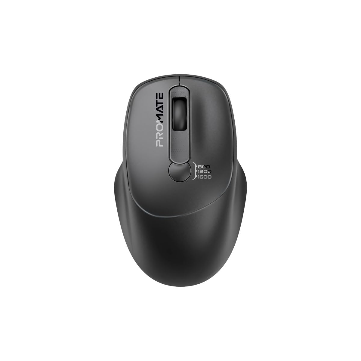 Promate Wireless Mouse, EZGrip Ergonomic Ambidextrous 2.4GHz Mice, Adjustable 1600DPI, 6 million Keystrokes, Nano USB Receiver, 10m Range, 120-hour Working Time for Laptops, PC, UNIGLIDE.BLACK