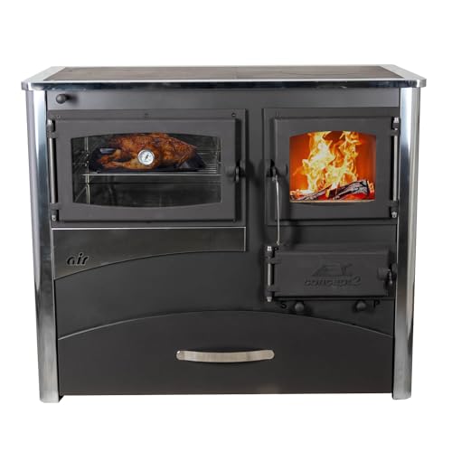 Foto von EEK A Kaminofen mit Backfach und Herdplatte ABC Concept 2 Air Links Mehrfachbelegung Holzofen 11,6 kW Kamin Ofen Holz Werkstattofen Schwedenofen Hüttenofen Heizofen Holzofen