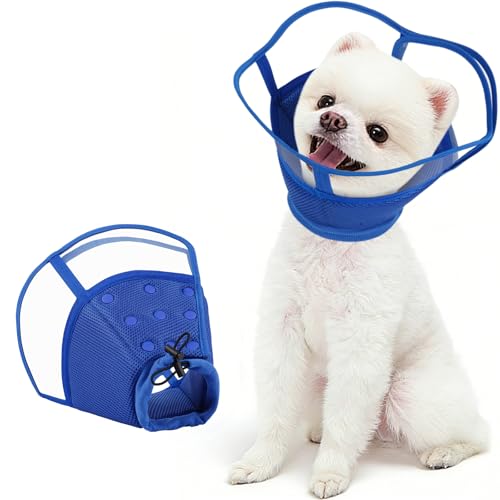 Image of Kuoser Dog Cone Collar After Surgery, Soft Cone for Dogs to Stop Licking, S | Breathable Dog Recovery Collar Comfortable Elizabethan Collars, Adjustable Protective Pet Cones for Small Medium Large Dogs