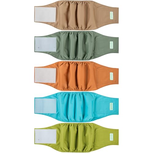 Image of wegreeco Small Dog Diapers Male,Reusable Belly Bands for Male Dogs,Washable Doggie Puppy Male Diapers Wraps,Medium Large Size (5 Pack Large, Earth Tone)