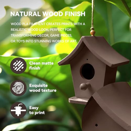 Image of JAYO Wood PLA Filament 1.75mm 1.1KG, Real Wood Fiber 3D Printer Filament, 15% Fibers Added, Dimensional Accuracy + /- 0.02mm, 2.2lbs /Spool for Most FDM 3D Printers, Walnut