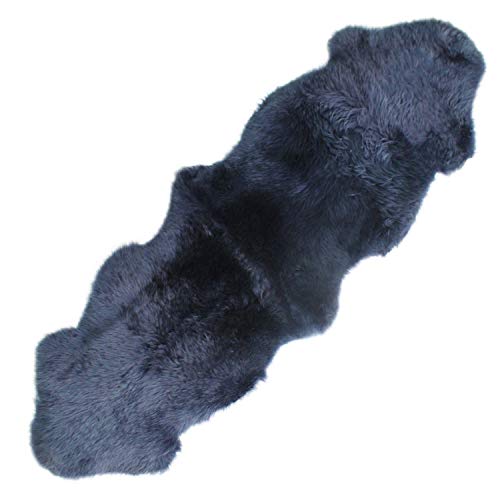 ムートンラグ 天然 オーストラリア産 長毛 2匹物 ラグ ネイビー 60×180cm 洗える 日本製 NF002NV