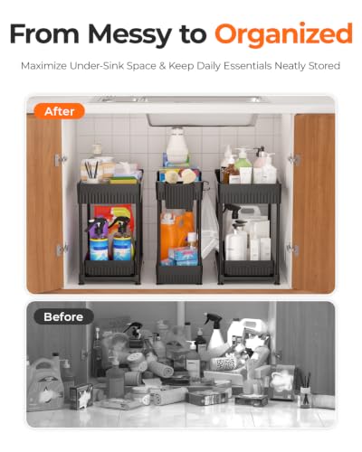 Sevenblue 3-Pack 2-Tier Under Sink Organizers with Sliding Drawers - Image 2