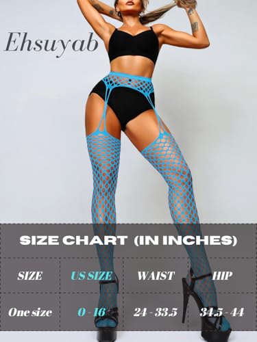 Image of EHSUYAB Women Sexy Fishnet Tights, Cutout Suspender Pantyhose Stockings Lingerie, Music Festival Rock Rave Outfits Party Club