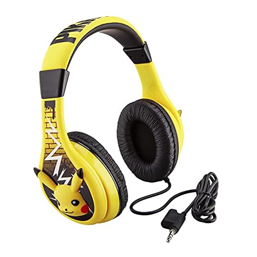 Pokemon Pikachu Kids Headphones, Adjustable Headband, Stereo Sound, 3.5Mm Jack, Wired Headphones for Kids, Tangle-Free, Volume Control, Childrens Headphones Over Ear for School Home, Travel