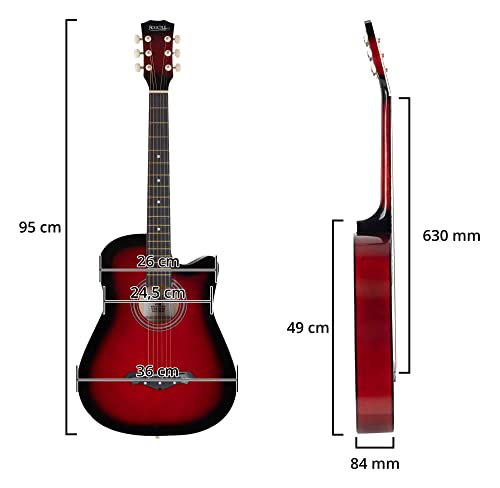 Rocktile WSD-5C-RDB Slim Line Set de guitare folk Redburst - Les Beatles, Paul McCartney, John Lennon, RIngo Starr, George Harrison Rocktile WSD-5C-RDB Slim Line Set de guitare folk Redburst – Image 7