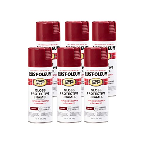 Image of Rust-Oleum 2150340-6PK Stops Rust Spray Paint, 12 oz, Gloss Burgundy, 6 Pack