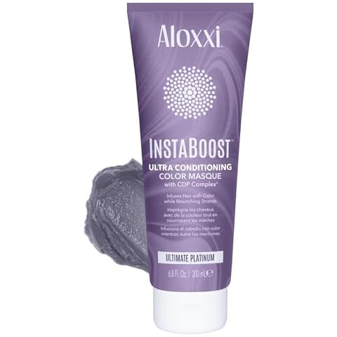 ALOXXI InstaBoost PLATINUM Color Depositing Conditioner Mask, Instant Temporary Hair Color Dye, Ultra Conditioning Color Masque Balances Brassy, Yellow Tones (Ultimate Platinum), 6.8 Fl Oz Cover