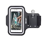 Flexion™ Sport Exercise Armband [Kinetic Series] With Key Holder for iPhone 5/5S/5C & iPod Touch 5 - Touchscreen Compatible Clear Cover And Machine Washable (Black)