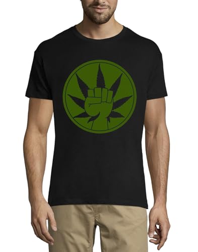 T-Shirt Homme Noir Reform Fist Art en Coton Anti-Déformation Confortable
