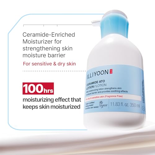 Image of Illiyoon Ceramide Ato Lotion | Lightweight Moisturizer for Dry & Sensitive Skin, Barrier Repair for Face & Body, Mild for Babies, Vegan Certified, Korean Skin Care, 11.83 fl.oz.