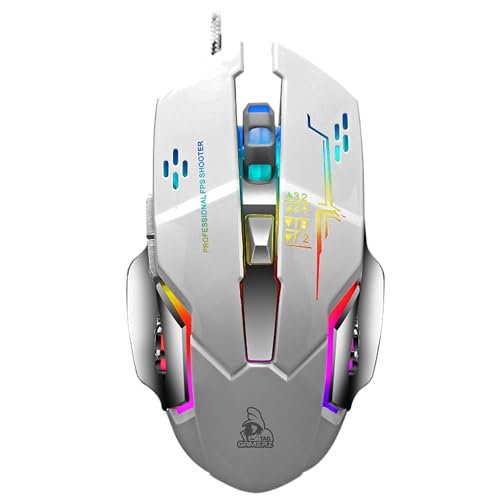 Image of TAG GAMERZ Glide USB Wired Gaming Mouse with Upto 3200 DPI Optical Gaming Sensor | 6 Buttons Design | Upto 7 Million Clicks | 7 Colours Rainbow Lighting with Breathing Effect | 1.5m Braided Cable -WH