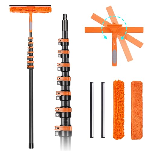 Image of 4.7-30FT Carbon Fiber Telescopic Squeegee for Window Cleaning Kit | Ultra-Light Heavy-Duty Carbon Fiber Extension Pole with 3 /4 threaded Tip for Wide Accessory Compatibility