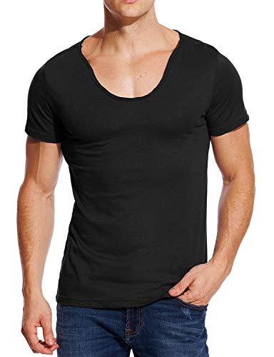 V Neck T Shirts Mens Scoop Neck Short Sleeve Slim Fit Basic Tee Casual Top