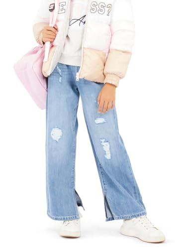 GUESS Girls' Denim 90s Fit Distressed Jeans