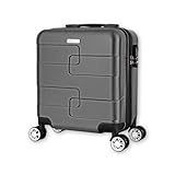 WORLD EXPLORER Maleta de cabina, carcasa rígida de ABS con ruedas giratorias de 360° y cerradura de combinación, equipaje y maleta ligera de 30 litros para debajo del asiento, gris oscuro, 45x35x20 CM