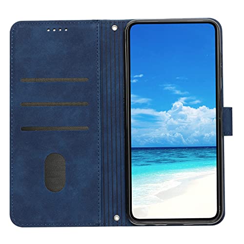 Coque portefeuille Oppo A58 bleu en relief avec clapet support - 3