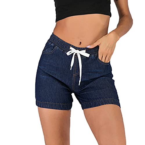 Maiyifu-GJ Women's Elastic Waist Denim Joggers Jeans Casual Drawstring Stretch Jeans Skinny Workout Jean Trousers Leggings (Dark Blue 3,X-Large)