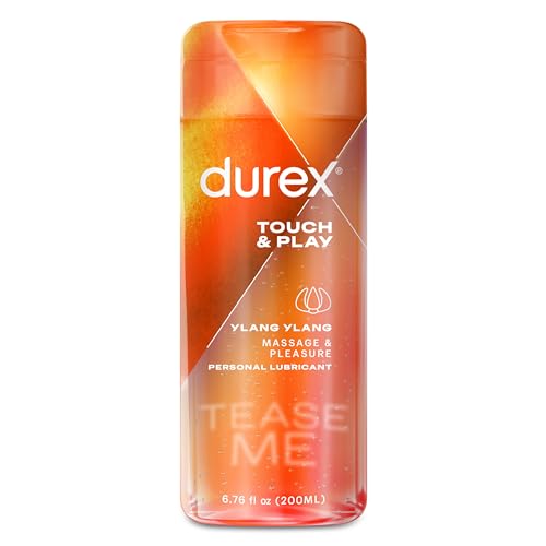 Durex Sensual Massage & Play 2 in 1, Massage Gel and Personal Lubricant, Intimate Seductive Lube with Ylang Ylang extract, Water-based, 6.76 oz. (Packaging May Vary)