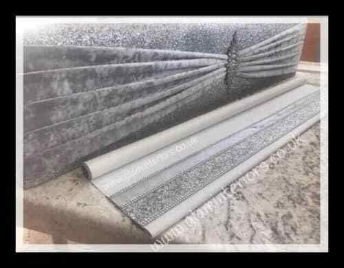 Bespoke Crushed Velvet with Glitter Window Blind & Pelmet Set (Up to 2 foot, Glitter Pelmet with Velvet Gather & Brooch)