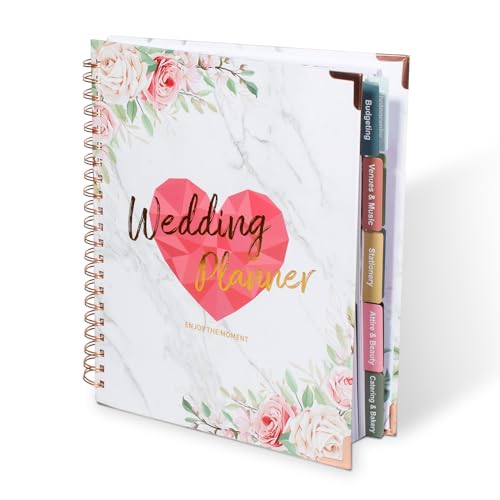 Wedding Planner, Wedding Planner Book and Organizer for Bride, Engagement Gift, 9.5'x11.5', Hardcover with Metal Corner, Wedding Planning Book and Organizer with Countdown Calendar