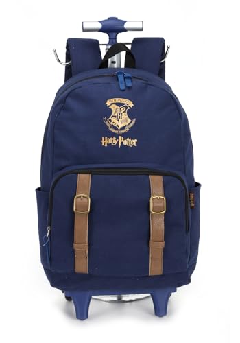 Mochila Juvenil de costas e Rodas Harry Potter - Luxcel Cor:Azul