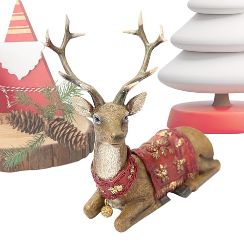 Figura Di Renna, Figure Di Cervo Decorazione Della Casa | Decorazione Di Renne Di Natale In Resina - Scultura Di Renna Collezionabile, Statua Estetica Di Alce Per La Casa, Camera Da Letto, Posto Di