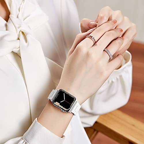 Geak Resin Strap Compatible With Apple Watch Band 40Mm 38Mm 41Mm Series 8/7/6/5/4/3/2/1/Se Women Men,Stylish Replacement Bracelet For 38Mm Apple Watch Bands For Women With Stainless Steel Buckle White #TOP7