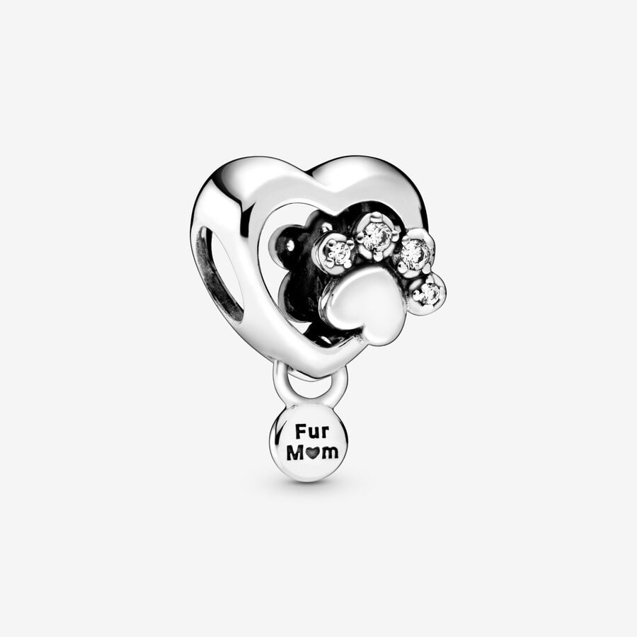 PANDORA Sparkling Paw Print & Heart Charm - Compatible with PANDORA Moments - Jewelry for Women - Gift for Her - Made with Sterling Silver & Cubic Zirconia - With Gift Box2