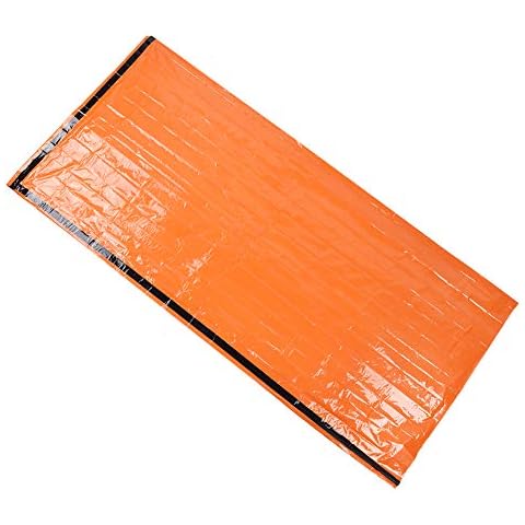 Camping-Schlafsack, tragbarer Notfall-Schlafsack im Freien Warm halten Feuchtigkeitsbeständig Kaltes Wetter Mumien-Schlafsack Camping-Matte Orange Cover