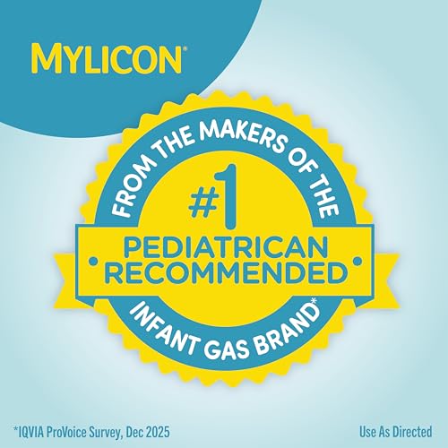 Image of Children's Mylicon All-in-One Tummy Relief Liquid For Indigestion for Kids, Bubble Gum Flavor, 4oz | Fast-acting liquid relieves gas, bloating, indigestion & heartburn for kids . Simethicone + calcium carbonate . 4 fl oz
