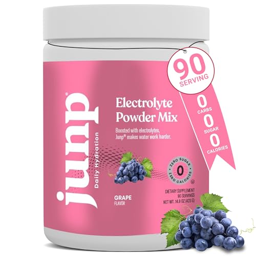 JUNP Electrolytes Powder No Sugar No Carbs Vine Ripened Grape Keto Electrolyte Drink Mix - Potassium & Salt Hydration Powder Electrolytes Zero Calorie Sugar Free Electrolyte Powder 90 Servings