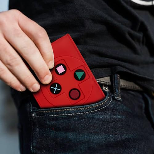 Image of Game Controller Wallets For Kids, Man, Teen Bifold Wallet Multiple Card Slots and Coin Pocket Gamepad Silicone And PU Leather Surface Video Game Kids Wallet in Red