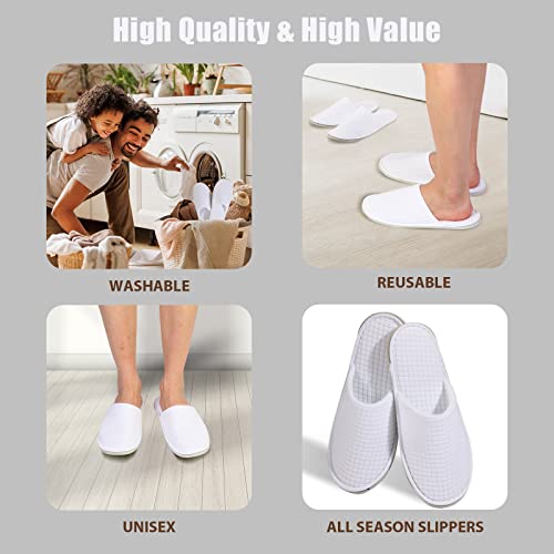 Image of Anmerl 10 Pairs Disposable Hotel Slippers - Bulk Guest House Shoes for Spa, Wedding, Travel, Universal Size, Non-Slip, Washable with Individual Packaged