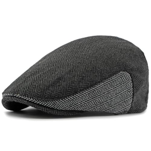 JNKET Men Women Splicing Newsboy Cap Ivy Gatsby Cabbie Driving Hat Casual Flat Cap (US, Alpha, One Size, Medium, Black&White)