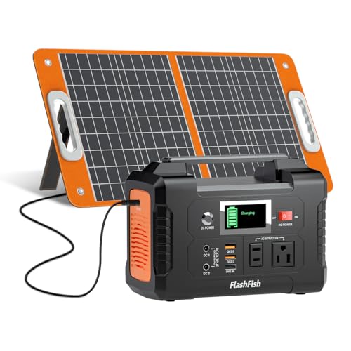 Solar Generator With Solar Panel Included, FF Flashfish 200W Portable Power Station+60W Solar Panel(DC/USB-A/USB-C Output), Backup Power Battery And Solar Panel Kit For Home Blackout/RV/Camping