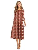HOTOUCH Red Xmas Dress for Women Soft Cotton Midi Sundress for Women Loose Fit A Line Spring Dresses, XL