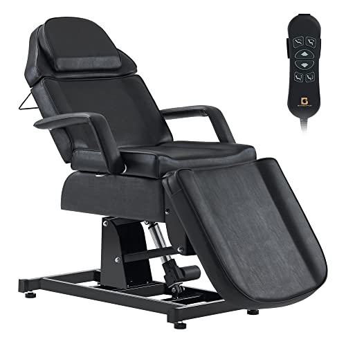 BarberPub Fully Electric Tattoo Chair for Clients, 3-Motor Adjustable Tattoo Bed, Multi-Functional Facial Bed for Estheticians 2751(Black)