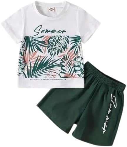 Printed Cotton Blend Top, Bottom Clothing Set for Kid Boy's