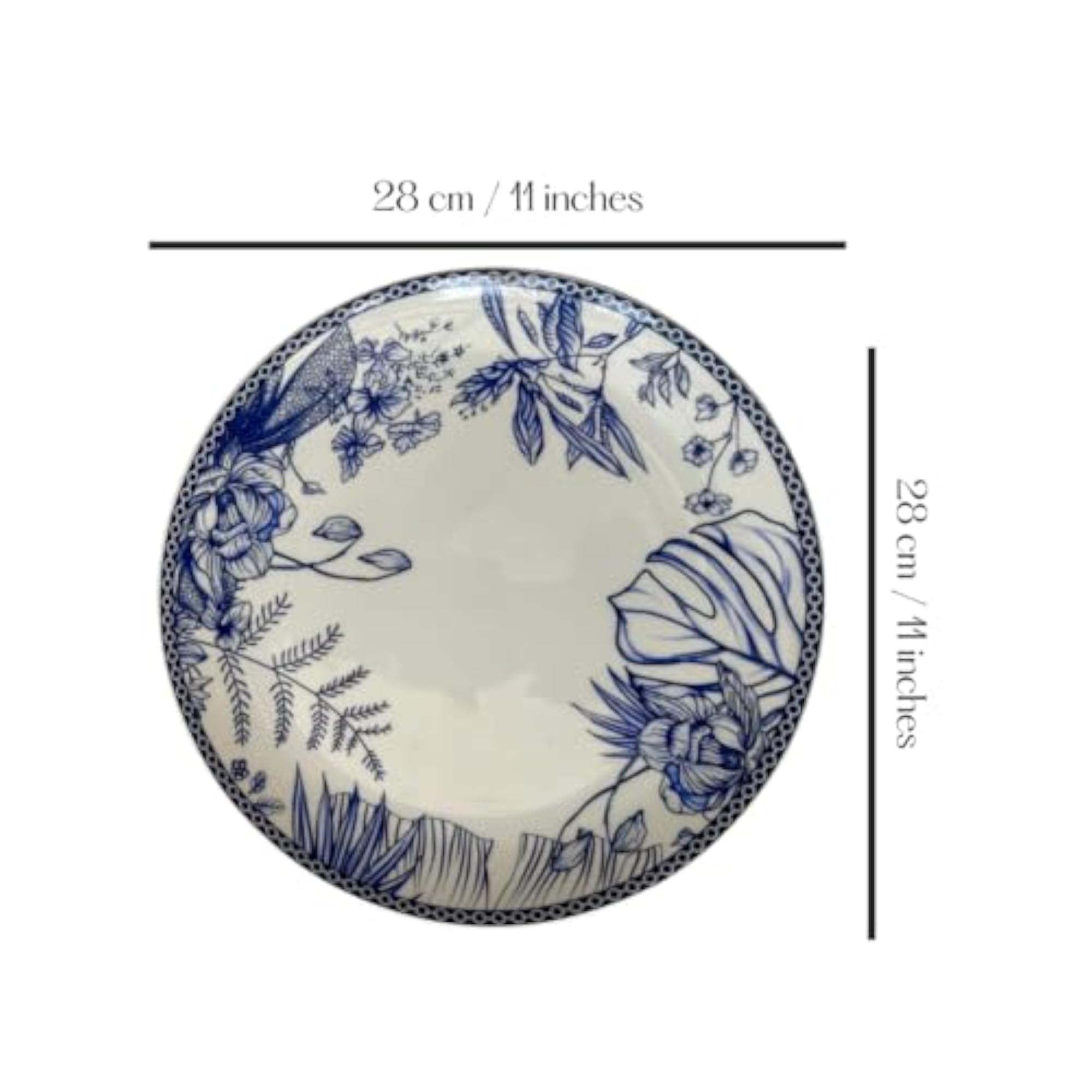 Set of 2 Handcrafted Dinner Plates, Microwave Safe, Classic Blue